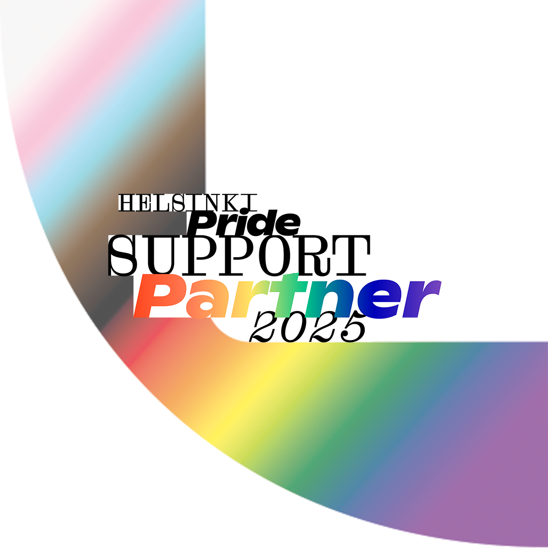 An image of customized Helsinki Pride Support Partner logo 2025.